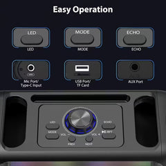 Portable Karaoke Speaker with 2 Wireless Microphones
