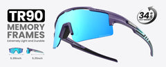 OutdoorMaster Hawk II Polarized Sports Sunglasses for Men Women, TAC 100% UV400 Protection TR90 Frame Cycling Sunglasses, Baseball Running Fishing Golf Glasses-White Frame+revo Blue Cat.3