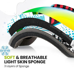 OutdoorMaster Kids Ski Goggles - Helmet Compatible Snow Goggles for Boys & Girls with 100% UV Protection-01VLT 13%-OM-6