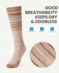 OutdoorMaster Ski Socks 2-Pack Merino Wool, Over The Calf Non-Slip Cuff for Men & Women