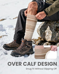 OutdoorMaster Ski Socks 2-Pack Merino Wool, Over The Calf Non-Slip Cuff for Men & Women