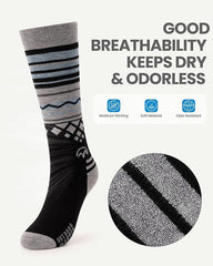 OutdoorMaster Ski Socks 2-Pack Merino Wool, Over The Calf Non-Slip Cuff for Men & Women-Black,Medium
