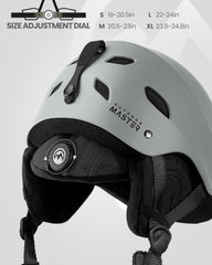 OutdoorMaster Kelvin Ski Helmet - with ASTM Certified Safety, 9 Options - for Men, Women & Youth-Grey,Large