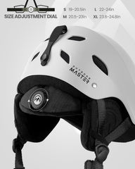 OutdoorMaster Kelvin Ski Helmet - with ASTM Certified Safety, 9 Options - for Men, Women & Youth-White,Large