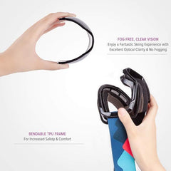 OutdoorMaster Kids Ski Goggles OTG Helmet Compatible, Anti-Fog Snow Goggles for Boys & Girls 100% UV Protection-OM-4