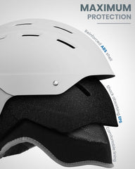 OutdoorMaster Kelvin II Ski Snow Sport Helmet | Adjustable Dial Fit Snowboard Helmet for Men Women & Youth,ASTM Certified,14 Vents-Matte White-L