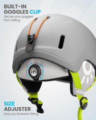 OutdoorMaster Children's Ski Helmet, Snowboard Helmet for Boys & Girls, Robust PC Shell & EPS Foam, 12 Ventilation Holes, Adjustable Snow Sports Helmet, Certified Snow Sports and Snowboard Helmet-Matte Grey,48-52cm X-Small