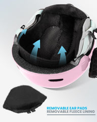 OutdoorMaster Children's Ski Helmet, Snowboard Helmet for Boys & Girls, Robust PC Shell & EPS Foam, 12 Ventilation Holes, Adjustable Snow Sports Helmet, Certified Snow Sports and Snowboard Helmet-Glossy Pink,52-56cm Small