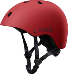 OutdoorMaster Youth & Kids Bike Helmet - Adjustable Multi-Sports Skateboard Helmet with Removable Liners for Balance Bike, Toddler Scooter, One Wheel Hoverboard-Red-S