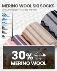 OutdoorMaster Ski Socks 2-Pack Merino Wool, Over The Calf Non-Slip Cuff for Men & Women-Black,Large