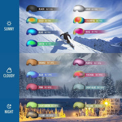 OutdoorMaster OTG Ski Goggles - Over Glasses Ski/Snowboard Goggles for Men, Women & Youth - 100% UV Protection-01VLT 10%-OM-5