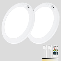 2 Pack Magnetic Wireless Ceiling Light, Rechargeable Battery Operated Ceiling Light wiht Remote, Ultra-Thin Motion Sensor Shower Lamp for Bathroom Closet Porch