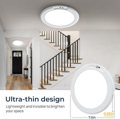 2 Pack Magnetic Wireless Ceiling Light, Rechargeable Battery Operated Ceiling Light wiht Remote, Ultra-Thin Motion Sensor Shower Lamp for Bathroom Closet Porch