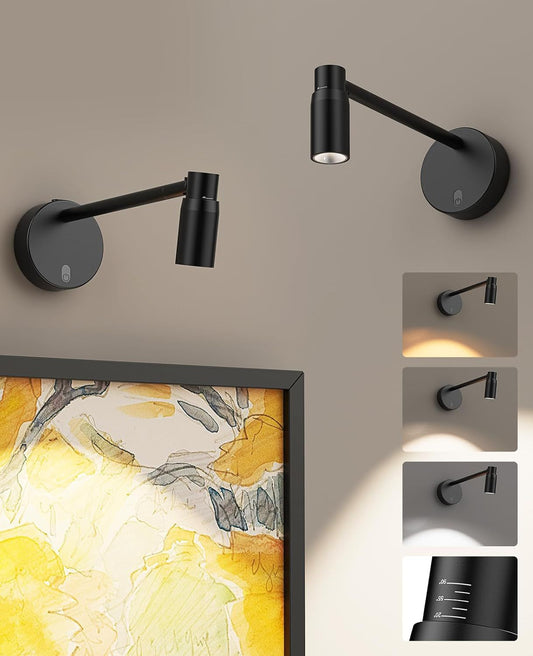 Zoomable Picture Light for Wall, Battery Operated Art Light for Paintings CCT Dimmable Spotlight for Wall Art Wall Light with Remote Control for Living Room Gallery Dartboard Bathroom 2PCS