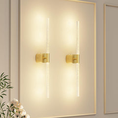 Gold Battery Operated Wall Sconce Set of 2, Rechargeable Wireless Wall Lights with Remote and Touch, 360° Rotatable Sconces Wall Decor for Bedroom Living Room (23.62 Inch, 2-Pack)