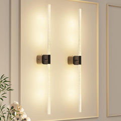 Black Battery Operated Wall Sconce Set of 2, Rechargeable Wireless Wall Lights with Remote and Touch, 360° Rotatable Sconces Wall Decor for Bedroom Living Room (31.49 Inch, 2-Pack)