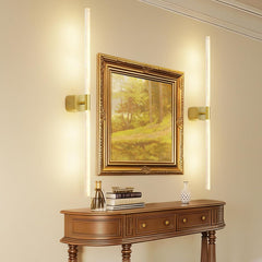 Gold Battery Operated Wall Sconce Set of 2, Rechargeable Wireless Wall Lights with Remote and Touch, 360° Rotatable Sconces Wall Decor for Bedroom Living Room (31.49 Inch, 2-Pack)