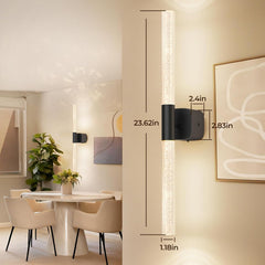 Battery Operated Wall Sconce Set of 2 Black Rechargeable Acrylic Crystal Sconce Wall Decor Set of 2 with 12000mAh CCT Dimmable 350° Rotate Remote Wireless Wall Light for Bedroom Living Room