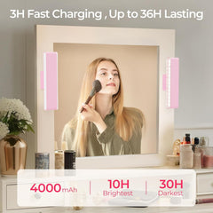 Wireless Vanity Lights for Mirror Set of 2-4000mAh Rechargeable Stick On Makeup Light with CCT Modes & Dimmable Brightness, Cordless Light for Mirror, Vanity, Bathroom, Renter Friendly