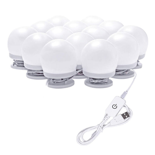 Hollywood LED Vanity Mirror Lights Kit, Dimmable Stick on USB Vanity Lights,Makeup Light Strip for for Bedroom, Dressing Room, Wedding, Party illuminating, CRI>90 (4000K Natural White 14 Bulbs 5V USB)