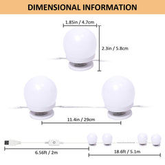 LED Makeup Vanity Lights with 14 Dimmable Light Bulbs, Hollywood Style Cosmetic Mirror Lights, USB Cable, 3 Color Modes for Dressing Room Tabletop Bedroom