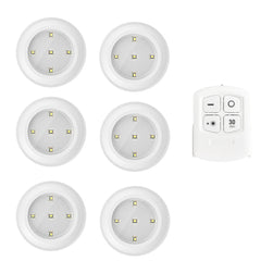 6 LED Light Set with Remote - Cool White for Cabinets & Displays