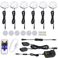 Dimmable & Timing Under Counter Lights Kitchen with Wireless RF Remote,Ultra-Thin 240V LED Cabinet Lights,12W Shelf Lights,6 Lights,Daylight White
