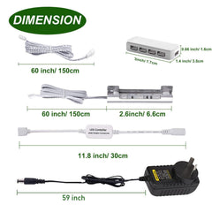 LED Under Cabinet Night Lights Kit for Glass Edge Shelf Back Side Lighting Using Flexible Cable and Clip with RF Remote(6 Lights RGB)