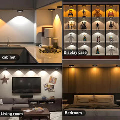 3 Lights LED Rechargeable Slim Cabinet Light, 2cm, Remote Control, Magnetic Mount