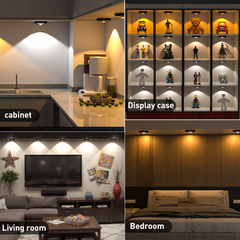 3 Lights LED Rechargeable Slim Cabinet Light, 2cm, Remote Control, Magnetic Mount