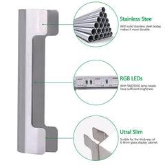 LED Under Cabinet Night Lights Kit for Glass Edge Shelf Back Side Lighting Using Flexible Cable and Clip with RF Remote(4 lights, RGB)