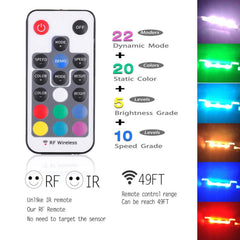 LED Under Cabinet Night Lights Kit for Glass Edge Shelf Back Side Lighting Using Flexible Cable and Clip with RF Remote(4 lights, RGB)