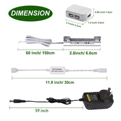 LED Under Cabinet Night Lights Kit for Glass Edge Shelf Back Side Lighting Using Flexible Cable and Clip with RF Remote(4 lights, RGB)