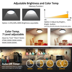 LED Under Cabinet Puck Lights CCT Light Color Temperature Adjustable Warm+White Double Color with Dimmable RF Remote Controller for Kitchen Shelf Ambiance Display Lighting (8 Lights, 24W)