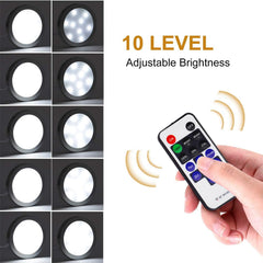 Linkable Under Cabinet LED Lighting 12V Dimmable Puck Lights Hardwired with Wireless RF Remote Control for Kitchen Mood Lighting(8 Lights, Warm White)