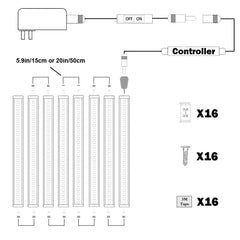 Dimmable Led Under Cabinet Lighting Bar Linkable Kits with Rocker Switch Under Counter Kitchen,Showcase,Shelf Lighting(8 Panel Kits Cold White)