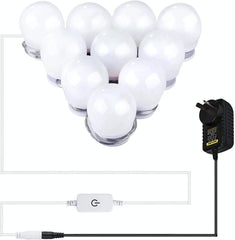 Hollywood LED Vanity Mirror Lights Kit,Stick on Dimmable Makeup Lights, 12V Mirror Lighting Strip Fixture for Vanity Dressing Table Set, Bedroom Wall Lights,CRI>90 (4000K Natural White,10 Bulbs)