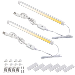 Dimmable LED Under Cabinet Lighting,5V USB Powered Closet Light Bar with Touch Sensor,Plug Under Counter Strip Lights with 3 Color Temperature for Kitchen Cupboard Shelf Bookcase (11.2inch 2PACK)