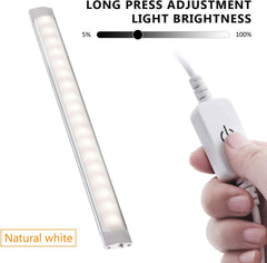 Dimmable LED Under Cabinet Lighting,5V USB Powered Closet Light Bar with Touch Sensor,Plug Under Counter Strip Lights with 3 Color Temperature for Kitchen Cupboard Shelf Bookcase (11.2inch 2PACK)
