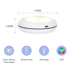 USB Rechangeable RGBW LED Cabinet Light Puck Lights 16Colors Timmer Remote Control 6 Pack