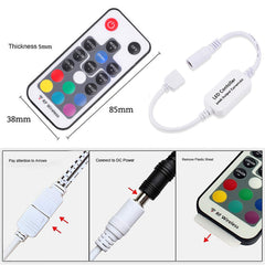 Mini Remote Controller for RGB Color LED Strip Lights, RF Dimmer for 12V DC LED Ribbon, LED Neon Sign, Wireless Remote Control for Dimmable 3528 5050 Under Cabinet Puck Lights(RGB)