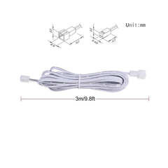 Extension Cables 9.84FT LED Under Cabinet Puck Lighting, 2-Pin Male and Female Cable Connector Extension Cords for Led Puck Lights with White Cords (6 Pack) 2-PIN ONLY