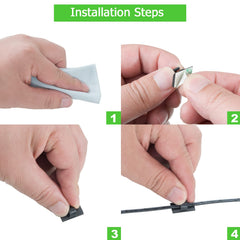 100PCS Cable Clips Black, AIBOO Upgraded Wire Clips Adhesive with 50PCS Small Size & 50PCS Large Size Cable Straps, Mini Cable Wire Management for Handling Under Cabinet Lighting with Cords