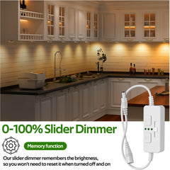 Single Color Slider Dimmer with Timer - PWM 1pc DC 5V/12V/24V LED Controller, 36W Max, Slide Brightness Control & Auto-Off for LED Strip Lights, Closet, Counter, Aquarium Lighting (White)
