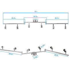 Kitchen Lights, 6-Light Ceiling Lighting Kits, Swivelling Ceiling Spotlight for Bedroom, Kitchen and Living Room(GU10 LED Bulbs not Included) (Brush Nickel)