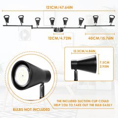 Flexible Track Lighting Fixture, Foldable Ceiling Spot Light with Adjustable 8 Light Heads, GU10 Track Light Kit for Kitchen Bedroom Living Room Matte Black (Bulbs Not Included)