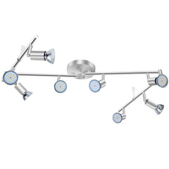 8 Lights LED Track Lighting Kit, Foldable Ceiling Spot Lighting with Flexibly Rotatable Head, Track Light for Kitchen Hallway Room Closet, GU10 Bulbs Not Included (Brush Nickel 8 Heads)