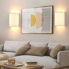 Battery Operated Wall Sconces Set of Two, Rechargeable Wall Lamp with Remote, 3 Colors Dimmable Fabric Wireless Sconces Wall Decor Set of 2 with Timer for Bedroom Living Room