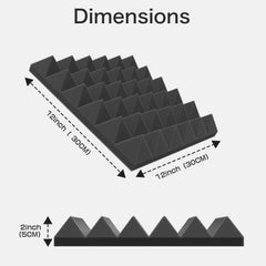 JBER Acoustic Panels Foam Pyramid 24pcs 30x30x5cm for Soundproof Padding Wall