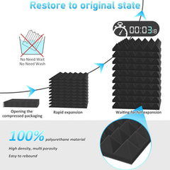 JBER Acoustic Panels Foam Pyramid 24pcs 30x30x5cm for Soundproof Padding Wall